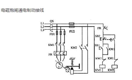 電磁抱閘通電制動式的接線圖